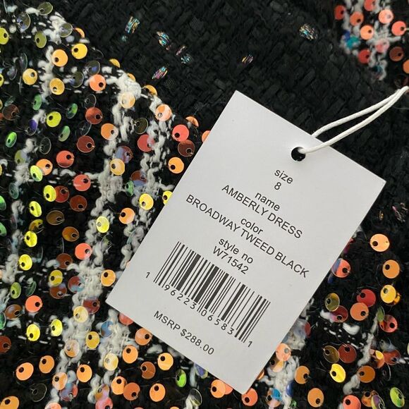 WALTER BAKER Dress NEW Amberly Broadway Tweed Plaid Strapless Mini Black Size 8 - Picture 8 of 10